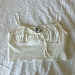 Princess Polly ‘pamelia’ white waffle knit crop tank